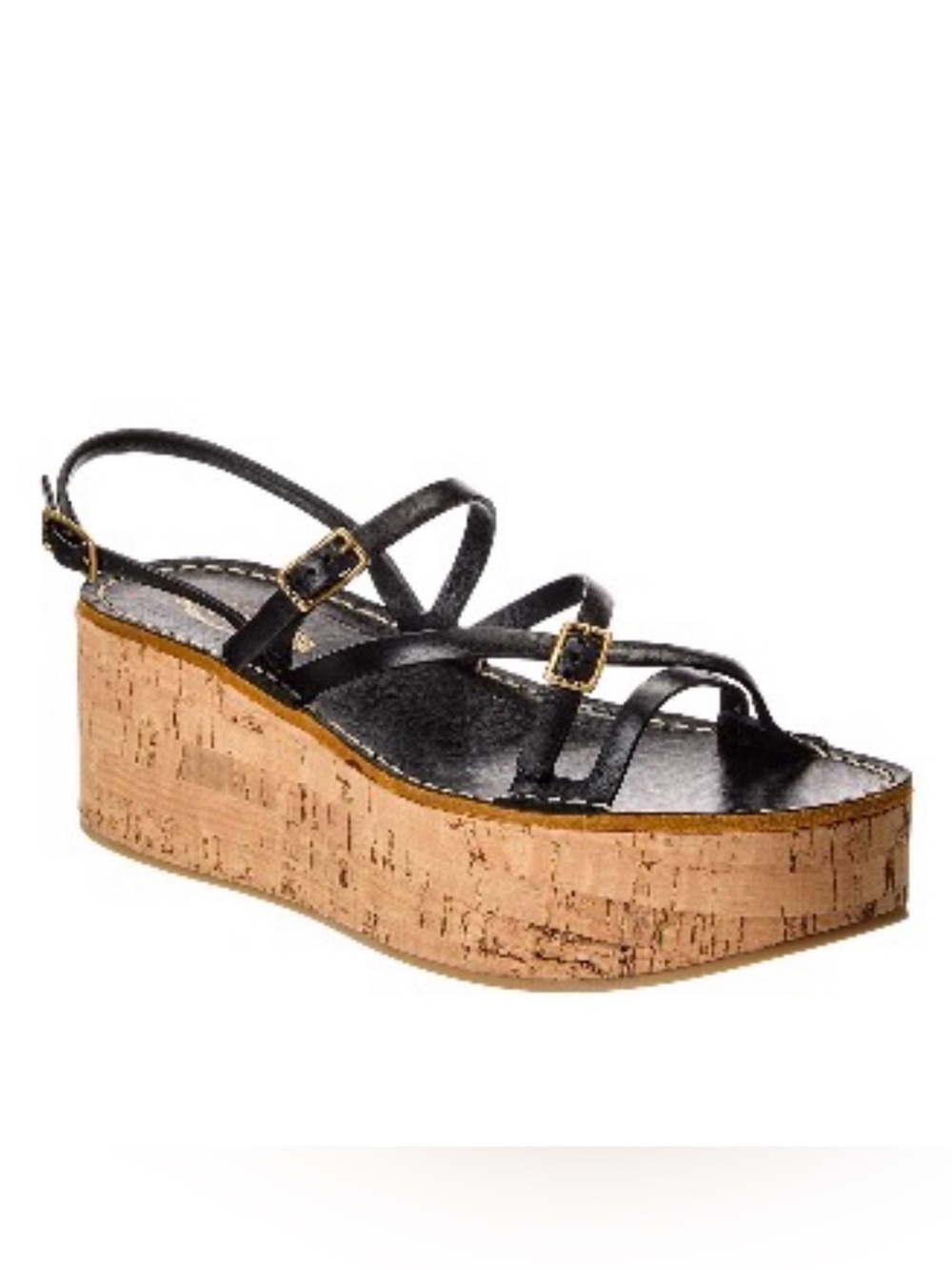 Tod's Black Strappy Cork Platform Sandal -NIB